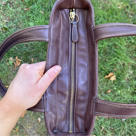 vintage coach 9303 bleecker tote handbag in brown leather - Picture 4 of 11
